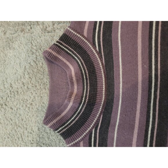 Pendleton Merino Wool Striped Mock Neck Sweater Purple Women's L Long Sleeve - Picture 9 of 11